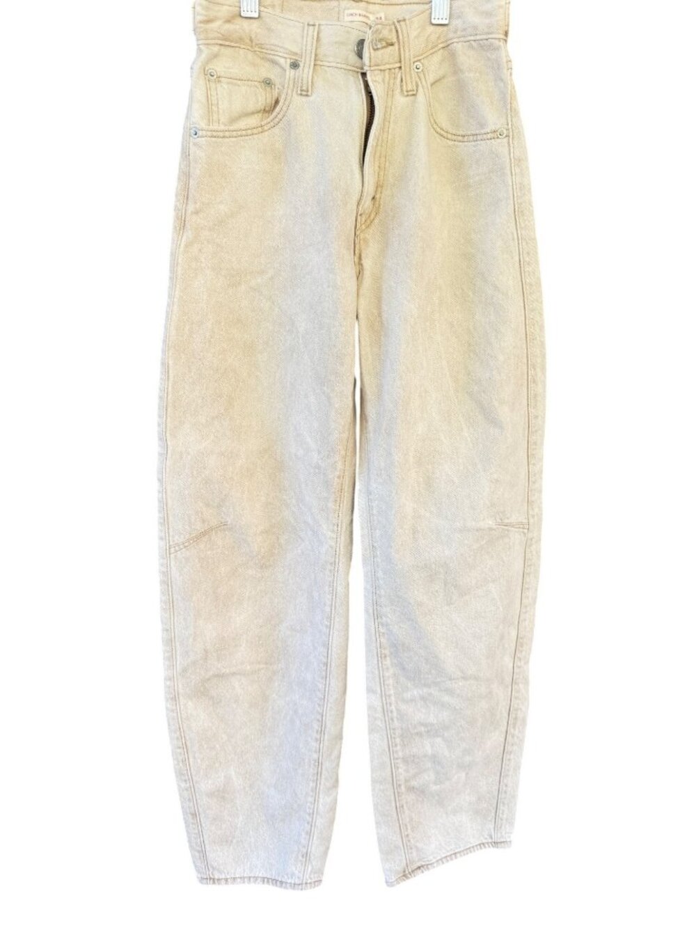 LEVI'S Cinch Waist Barrel Women's Jeans Tapered High Rise Size 24 Beige